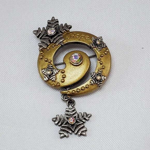 DD Patricia Darling Dash Hope Snowflake Brooch Aurora Borealis Crystal Swirl - Picture 2 of 7